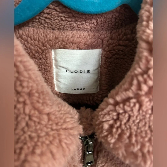 Elodie Faux Sherling Sherpa Teddy Lined Coat Mauve Pink Rose Size Large EUC - Picture 3 of 6